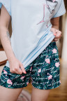 Женская пижама ЖП 022 (голубой+принт фламинго)